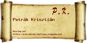 Petrák Krisztián névjegykártya